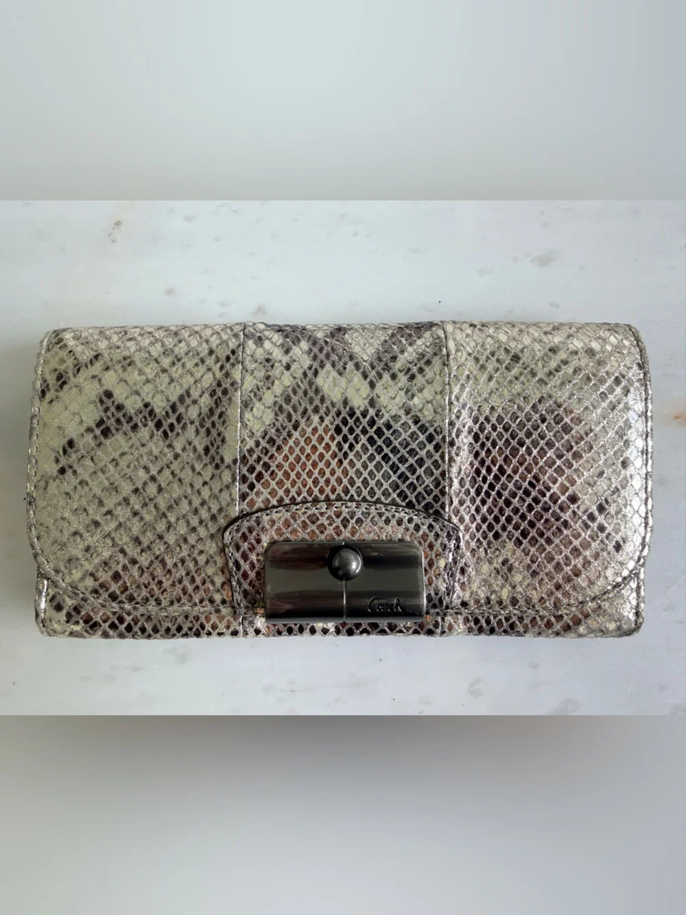 Coach Python Silver Flap Wallet